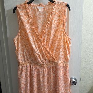LC Lauren Conrad Orange Floral Midi Dress Size XL